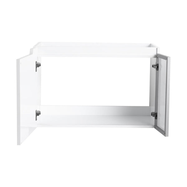 English Elm 30" Floating Bathroom Vanity Glossy White Plywood with Frosted Glass Soft Close Doors W999P387159