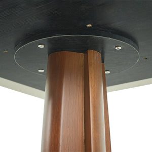 English Elm Modern Square Dining Table: Elegant Sintered Stone With Wooden Legs & Gold Base For Small Spaces W1535S00607
