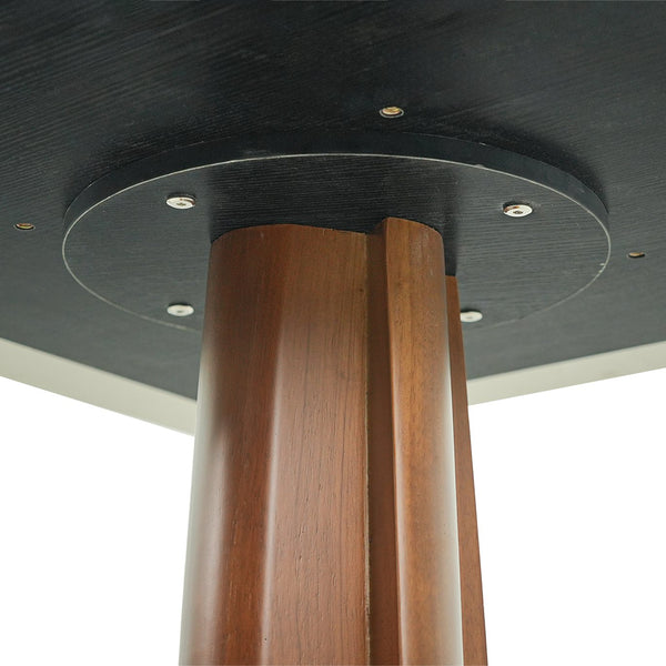 English Elm Modern Square Dining Table: Elegant Sintered Stone With Wooden Legs & Gold Base For Small Spaces W1535S00607