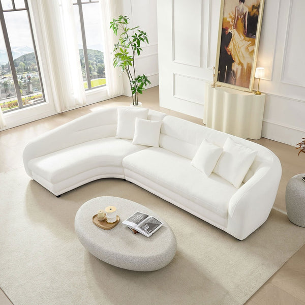 English Elm 125.2 Inch Curved Modular Sectional Sofa White Polyester Upholstered Living Room Couch W2582S00193