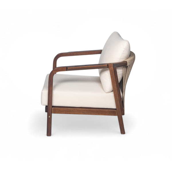 English Elm Christopher Knight Home® - 28" Outdoor Lounge Chair With Woven Backrest, Solid Wood Frame, Plush Cushions For Elegant Relaxation N767P255015D