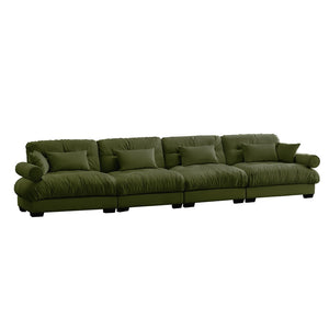 English Elm Super Comfort Modular Velvet Sectional Sofa With Movable Ottoman - Luxurious Olive Green Cloud Couch! W714S01110-GIGA