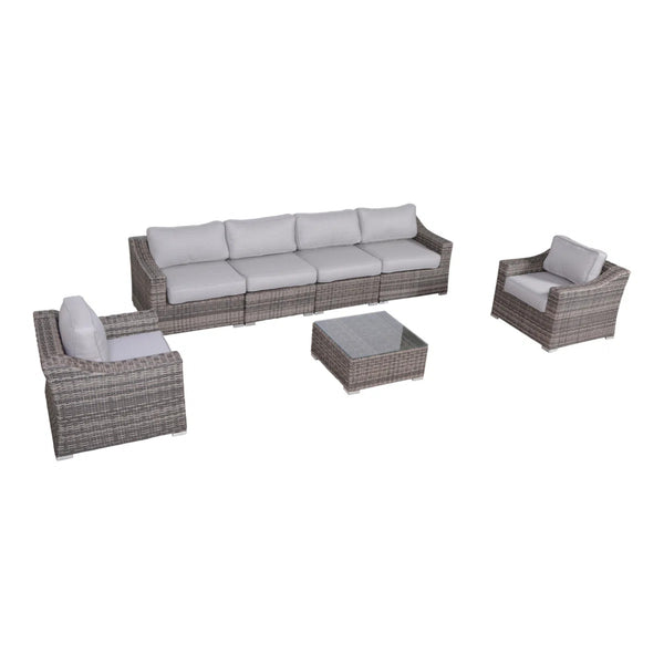 English Elm Lsi 7-Piece Outdoor Wicker Seating Group For 6 - Fully Assembled With Plush Cushions & Table B120S00067