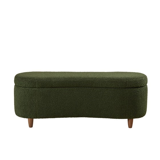 English Elm Boucle Flip Top Storage Bench with Elm Legs – 400 lb Capacity, Plush Polyester Upholstery, 48" Wide Green 48.5 L x 17 W x 15 H B035P262676
