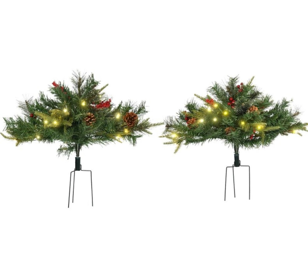 English Elm Artificial Battery Powered Outdoor Christmas Tree with Led Lights Pine Cones Berry Clusters T3971P415410