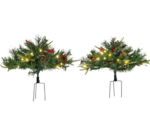 English Elm Artificial Battery Powered Outdoor Christmas Tree with Led Lights Pine Cones Berry Clusters T3971P415410