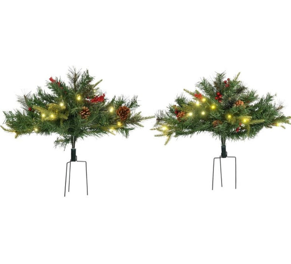 English Elm Artificial Battery Powered Outdoor Christmas Tree with Led Lights Pine Cones Berry Clusters T3971P415410