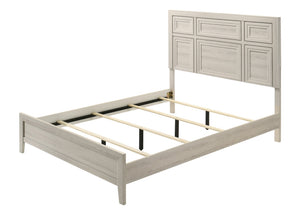 English Elm 1pc Elegant Panel Queen Bed with Framed Headboard and Recessed Detailing for Serene Bedroom Retreat Antique White 82.05 L x 33.98 W x 5.91 H B2741S00598