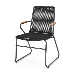 English Elm Christopher Knight Home® - MOONSTONE Black Woven Rope Club Chairs Set – Modern Powder-Coated Iron Frame, Durable Handcrafted Design 67841.00BLK