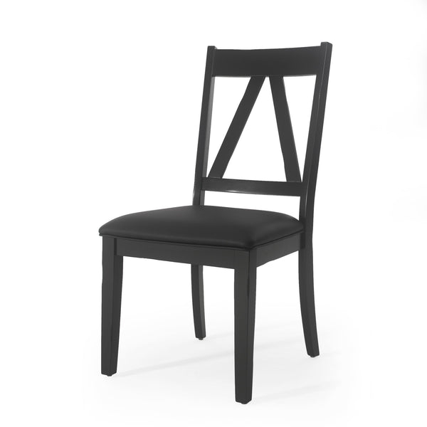 English Elm Christopher Knight Home® - DINING Chair Set Black Fabric Upholstered Rustic Rubberwood Frame Farmhouse Style Comfortable Seating Elegant Design 69002.00BLK