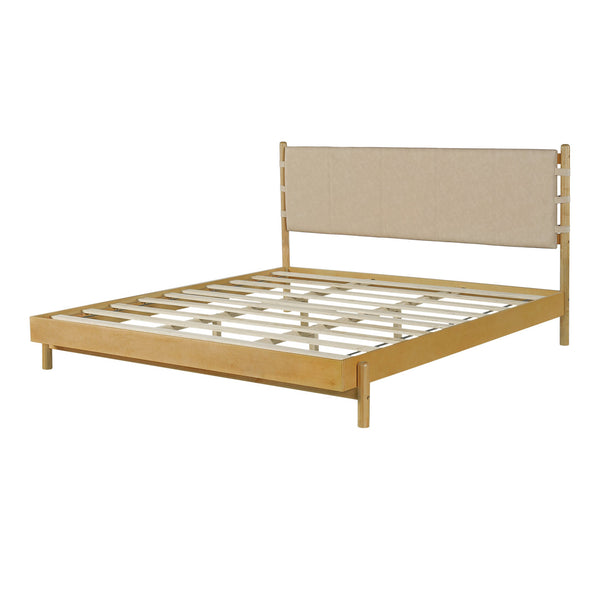 English Elm Christopher Knight Home® - Premium Rubber Wood Platform Bed Frame - King Size With Headboard, Elegant Mid-Century Design In Beige N770P288597A_N770P288598A