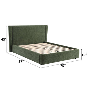 English Elm Cheryl Queen Upholstered Bed Chenille Fabric Padded Headboard No Box Spring Needed B2756S00035
