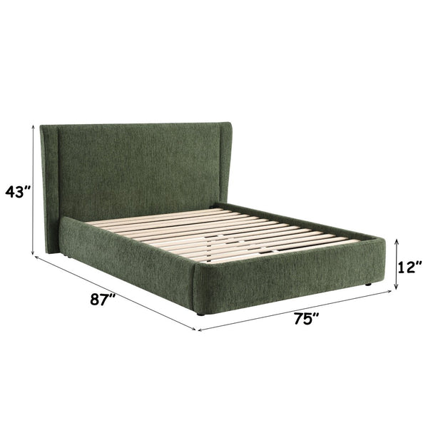 English Elm Cheryl Queen Upholstered Bed Chenille Fabric Padded Headboard No Box Spring Needed B2756S00035