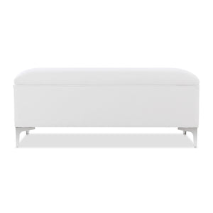 English Elm Jennifer Taylor Home - Madelyn 49" Modern Storage Bench in Bright White Dye - Upholstered Fabric, Flip-Top Storage, Chrome Legs B2719P238526