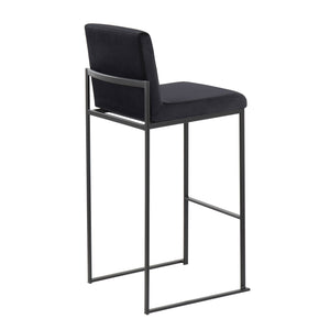English Elm Fuji 30" Luxe High Back Velvet Barstools Set Of 3 - Contemporary Black Steel Frame For Modern Living B202P222213