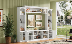 English Elm Entertainment Wall Unit with Glass Doors Open Shelving Mdf Living Room Storage White N710S688102K