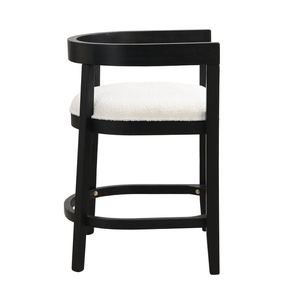 English Elm Christopher Knight Home® - Rubberwood Counter Stool Set of 2 with Upholstered U-Shaped Seats, Cutout Barrel Back, Eco Wood Finish Beige+Black N771P197028H