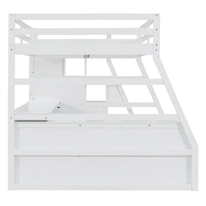 English Elm Full Size Kids Loft Bed with Integrated Desk Seven Drawers and Open Shelving White LT000649AAK-3