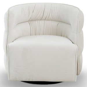 English Elm Ashcroft Furniture - Walden Mid-Century Swivel Chair Velvet Upholstery with Integrated Armrests, Fully Assembled Elegance Cream B183P281190