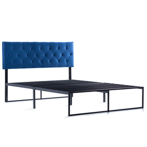 English Elm Weekender Velvet Diamond Tufted Mid-Rise Headboard for King/Cal King in Navy — Adjustable 34–46" B350P395005