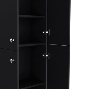 English Elm Kitchen Pantry Tall Cabinet 71" H with 4 Doors and 5 Adjustable Shelves for Organized Storage and Laundry Black 42.91 L x 28.74 W x 5.12 H B097P221376
