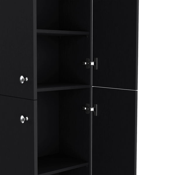 English Elm Kitchen Pantry Tall Cabinet 71" H with 4 Doors and 5 Adjustable Shelves for Organized Storage and Laundry Black 42.91 L x 28.74 W x 5.12 H B097P221376