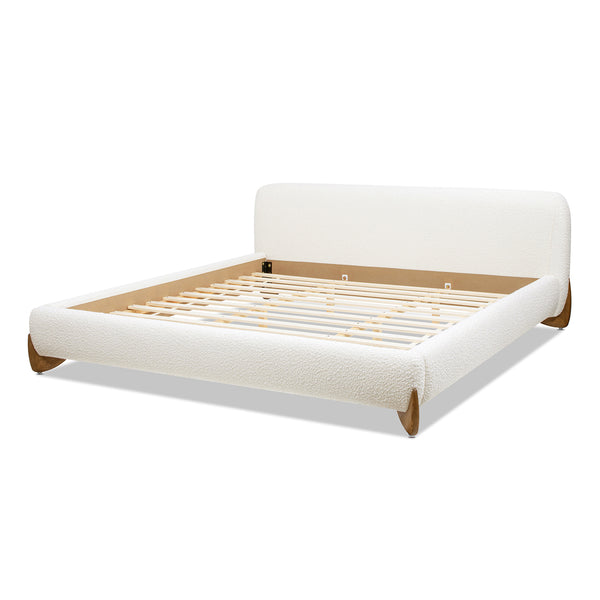 English Elm Jennifer Taylor Home - Alpine Modern King Platform Bed In Ivory White Boucle – Plush Upholstery & Stylish Design For Comfort B2719P281850