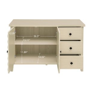 English Elm Modern 2 Door 3 Drawer Storage Cabinet with Adjustable Shelves, Metal Slides, Hinges & Anti-Tip Safety் W688P223053