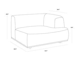 Sunpan Darren Modular Sectional - Creative and Stylish Seating Solution for Modern Living Spaces Today! Right Armchair - 42.5W x 38D x 26H