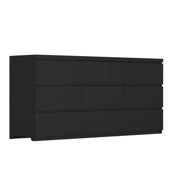 English Elm 9 Drawer Matte Black Dresser Push Open Handleless Design Wide Bedroom Storage Chest W409P334005