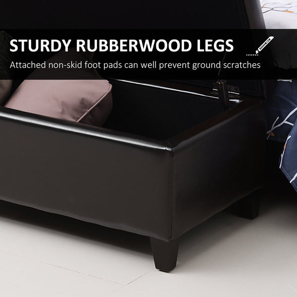 English Elm HOMCOM Tufted 51" Storage Ottoman Bench with Lift Top and Soft-Close Lid, Padded Seat for Living Room Brown W2225P217745