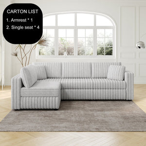 English Elm 106.3" Light Gray Modular L-Shaped Sofa - Stylish Comfort For 4, Hidden Storage & Plush Pillows! W1767S00011