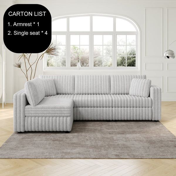 English Elm 106.3" Light Gray Modular L-Shaped Sofa - Stylish Comfort For 4, Hidden Storage & Plush Pillows! W1767S00011