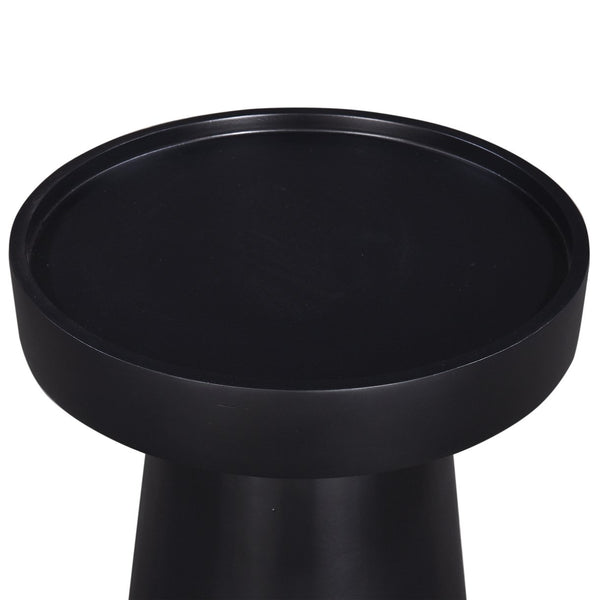 English Elm Glam FSC-Certified Mango Wood 16" Round Pedestal Side Table, Sustainable Black Finish, 21" H B011P217873