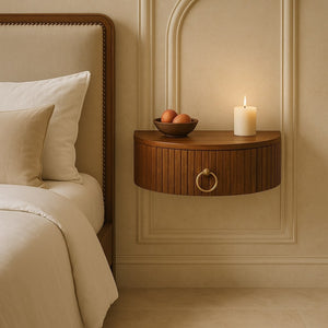 English Elm Artisan Solid Oak Wall Mounted Floating Nightstand with Ring Pull Handcrafted Finish B182P442344
