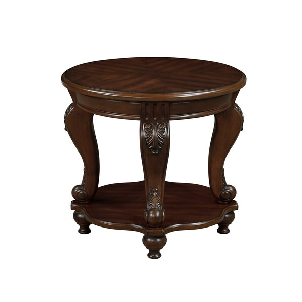 English Elm Living Room Coffee Table Set with Distressed Chipped Wood Top, Solid Wood Legs, Heat-Resistant Veneer Cherry W1202S00002