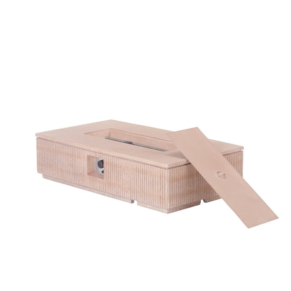 English Elm Outdoor Rectangular Mgo Concrete Fire Pit 50000 Btu Propane Patio Focal Point N772P409036T