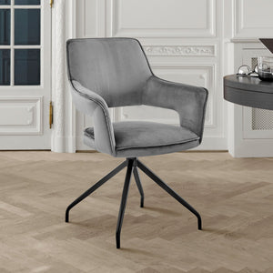 English Elm Devora Modern Velvet Dining Accent Chair with Durable Upholstery and Sturdy Wooden Four-Leg Base Gray B2736P354288
