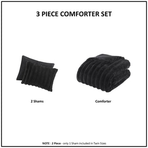 English Elm Ultrasoft Ribbed Faux Fur Comforter Set Full/Queen – Plush Velvet Reverse, Hypoallergenic Fill, Cozy Luxury Black 19.7 L x 13.79 W x 13.79 H B035P294134