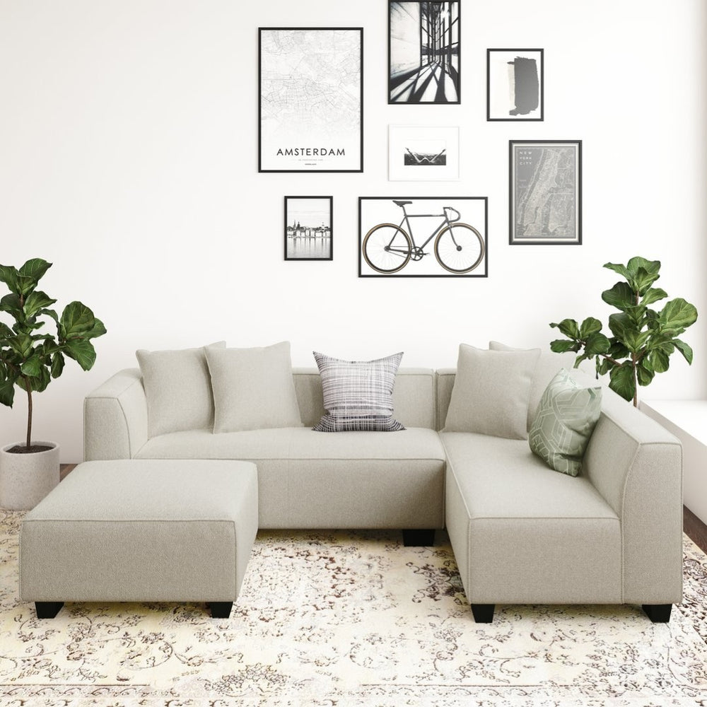 English Elm Marston Corduroy L-shape Sectional Sofa Deep Seating Six Seat Modern Living Room Gray B127S00001