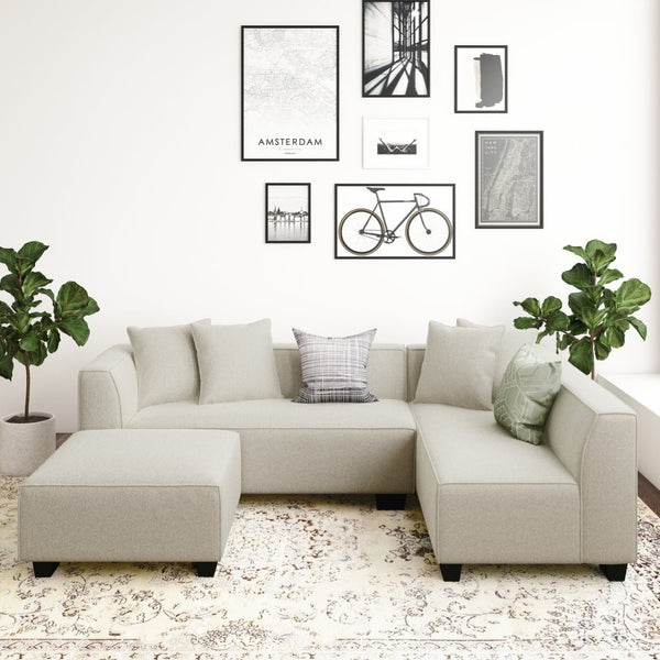 English Elm Marston Corduroy L-shape Sectional Sofa Deep Seating Six Seat Modern Living Room Gray B127S00001