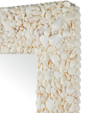 Currey & Company Turbinella Coastal Rectangular Mirror - Handcrafted White Seashell Frame For Elegant Home Decor White Shells ,Wood ,Glass 1000-0168-currey-company