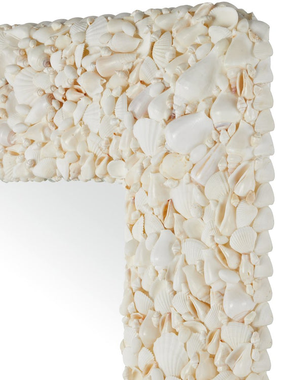 Currey & Company Turbinella Coastal Rectangular Mirror - Handcrafted White Seashell Frame For Elegant Home Decor White Shells ,Wood ,Glass 1000-0168-currey-company