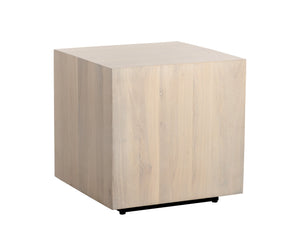 Sunpan Frezco Side Table - Modern Minimalist Design in Solid Mango Wood with Floating Plinth Base Light Oak