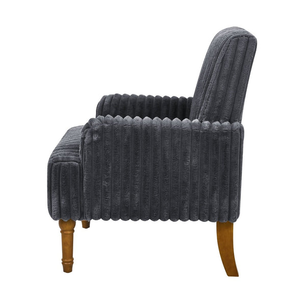 English Elm Modern Wide Wale Corduroy Accent Chair Solid Wood Legs Upholstered Living Room Seat Dark Grey W5568P445687