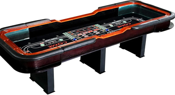 English Elm 12 Foot Casino Craps Table with Vinyl Rail Padded Rim and Regulation Dice Panels W2748S00065