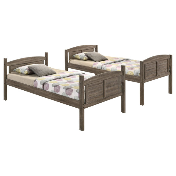 English Elm Wiley Rustic Weathered Brown Twin-Over-Twin Bunk Bed With Ladder – Perfect For Kids' Rooms! B062S00982-GIGA