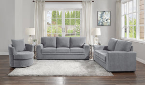English Elm Living Room Chair Morelia Swivel Chenille with Nailhead Trim, Loose Back Cushions & Solid Wood Base Gray 34.75 L x 33 W x 29 H B011P321292