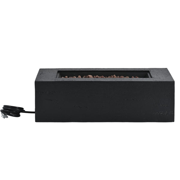 English Elm U_style Rectangular Outdoor Propane Fire Pit Mgo Set with Tank Cover Table Black,Light Gray WY000498AAB