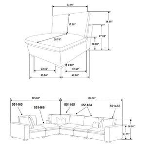 English Elm Murtagh Six Piece Modular Sectional Soft Fabric Lounge Sofa with Tapered Wooden Legs B062S01582